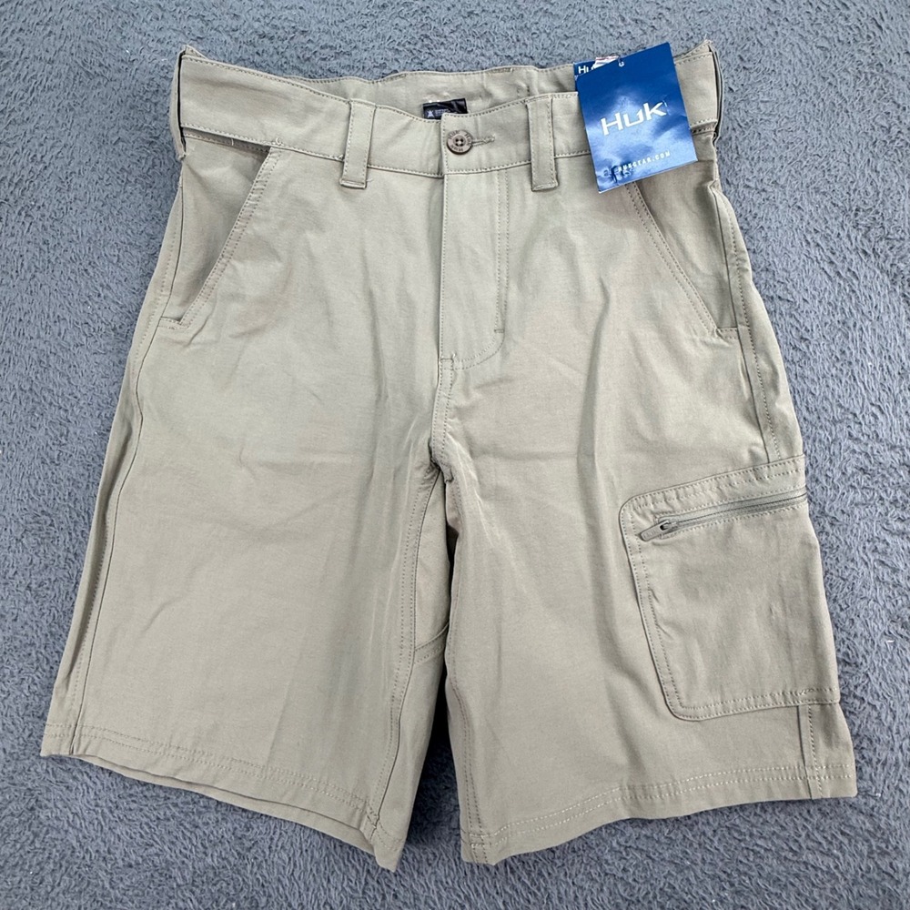 Huk Next Level 10.5 Shorts Mens Small Tan H2000171 Cargo Fishing Performance New